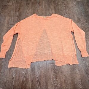 Gianni Bini Open Back Lightweight Knit Sweater Size L Peach Coral Hi-Low
